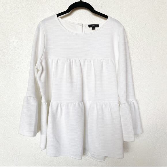 J. Crew Button Back Tiered Bell Sleeve Top Size Medium - Picture 1 of 9